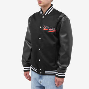 Custom Embroidered Men's Varsity <b>Jacket</b> PU Leather Sleeve Wool Bomber <b>Jacket</b> Vintage Streetwear <b>Patchwork</b> Letterman <b>Jacket</b> - Product Image 2
