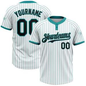 Maillot de softball personnalisé OEM avec nom d'équipe, 100 % polyester, imprimé par transfert thermique, manches courtes, fermeture boutonnée, coupe athlétique/décontractée - Product Image 1
