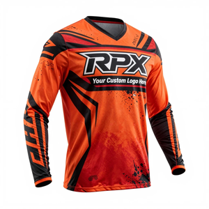 Jersey de Motocross Deportivo de Manga Larga Sublimado, Jersey de Carreras de Motocicleta Naranja y Negro de Secado Rápido - Product Image 2