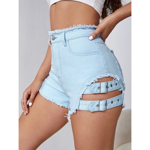 Shorts en jean pour femmes professionnels, élégants, style streetwear, avec bretelles, shorts de fabricant haut de gamme - Product Image 3