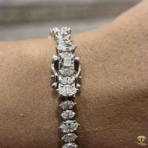 Bracelet tennis de luxe en argent sterling 925 plaqué rhodium, serti de pierres cultivées en laboratoire, design classique, idéal pour un cadeau d'anniversaire - Unisexe (Femmes et Hommes) - Product Image 2