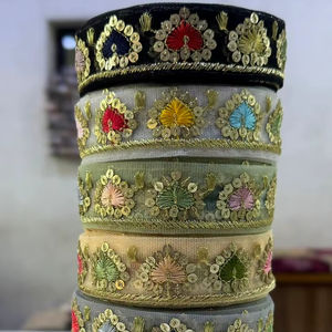 Dentelle africaine nigériane en tissu filet brodé, motif floral élégant, écologique, avec de grosses paillettes, style traditionnel - Product Image 1