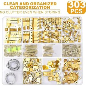Kit per Appendere Quadri Resistente da 303 Pezzi, Ganci Assortiti per Esporre Immagini e Opere d'Arte - Product Image 2