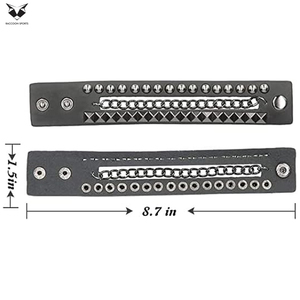 For Wholesale Rate New Trendy Product Black PU Leather Bracelet with Metal Studs and Chain Detail Fashion Wristband For <b>Men</b> - Product Image 4