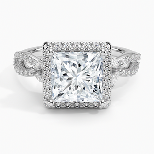 Bague BOJ 0123 en argent 925, coupe princesse, sertissage floral luxueux, solitaire diamant 2 carats, couleur D, VVS1, moissanite certifiée GRA - Product Image 1