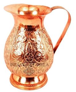 Ensemble de carafes en cuivre pour système d'hydratation complet de la cuisine, ensemble en métal avec verres, vaisselle durable et réutilisable - Product Image 5