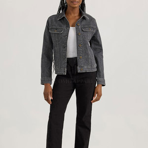 Vente directe d'usine, veste en jean pour femme au style unique, disponible en couleurs et tailles personnalisées, modèles classiques. - Product Image 3