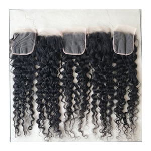 Extensions de cheveux humains 100% naturels non traités, bouclés, avec closure 4x4, à un prix imbattable auprès d'un fournisseur indien - Product Image 1