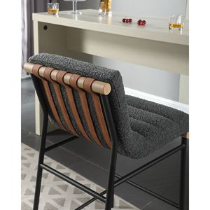 Sedia da pranzo Lahni in tessuto bouclé grigio scuro, altezza bancone, 45 cm - Product Image 4