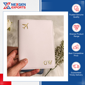 Cartera de Cuero Genuino de Lujo para Pasaporte y Tarjetas de Crédito con Bloqueo RFID, Cierre Plegable, Origen India - Product Image 4