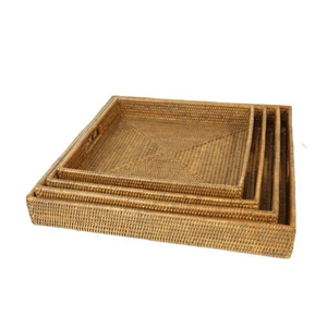 Bandeja de Servir Multiusos de Ratán Hecha a Mano de Calidad Premium con Asa de Madera Natural, Organizador de Mesa de Cocina para Bandejas Decorativas - Product Image 2