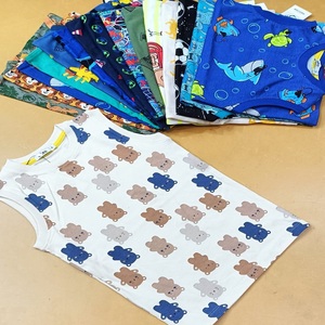 Camiseta sin mangas de algodón estampada para niños, estilo casual elegante y transpirable, de punto, para verano, varios tamaños, excedente de stock para niños y niñas - Product Image 1