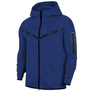 Conjunto deportivo unisex azul y negro de invierno, talla grande, con forro polar, con logotipo personalizado, ropa de moda urbana para hombres adultos. - Product Image 3