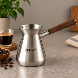 หม้อกาแฟตุรกี Alabanza Copper Cezve ดีไซน์ลายดอกไม้แบบโมเดิร์น พร้อมด้ามจับไม้ เป็นมิตรกับสิ่งแวดล้อม ใช้ซ้ำได้ เก็บความร้อนได้ดี - Product Image 3