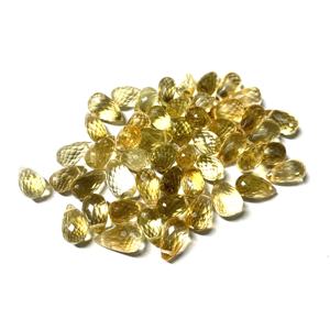 Perles de pierres précieuses briolette citrine naturelle de qualité AAA en forme de poire à facettes bijoux jaunes en vrac avec certificat IGI blanc disponible - Product Image 1