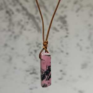 Rhodonite Bloom Natural Crystal Pendant Necklace with Adjustable <b>Rope</b> <b>Chain</b> for Men and Boys - Product Image 4