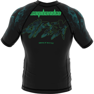 Rashguard de compression MMA unisexe noir, ajusté, léger, respirant, à séchage rapide, en polyester, pour arts martiaux mixtes, avec logo sur le devant - Product Image 4