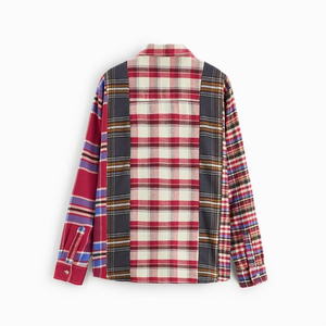 เสื้อเชิ้ตผ้าแฟลนเนลลายสก็อตบล็อกสีสำหรับผู้ชาย แขนยาว ปกคอเสื้อพับได้ สวมใส่สบายๆ ในฤดูใบไม้ร่วงและฤดูร้อน เสื้อแฟลนเนลแบบดิสเทรส - Product Image 2