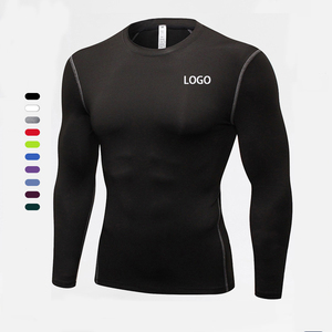 Men's Black <b>Long</b> <b>Sleeve</b> <b>Compression</b> <b>Shirt</b> & Pants Set Crew Neck Full Length Quick Dry Sporty Fit Lightweight Spandex Polyester - Product Image 2