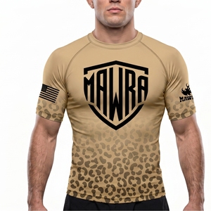 Vente en gros de rashguards personnalisés en sublimation anti-UV, écologiques, pour hommes, pour l'entraînement au BJJ, respirants, à manches courtes, compressifs - Product Image 1
