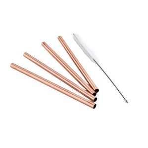 <b>Reusable</b> Copper Drinking <b>Straws</b> Premium Metal Beverage <b>Straws</b> Eco Friendly Sustainable Drinkware Set for Juice Smoothie Cocktail - Product Image 1