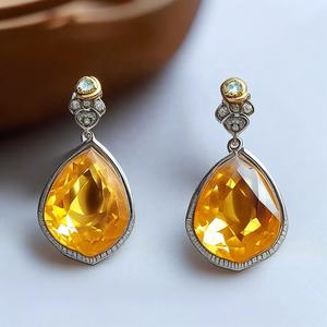 Beautiful 925 Sterling Silver Gemstone Women's Dangle <b>Earrings</b> High Quality Gold Plating Fashion Drop Design - Product Image 3