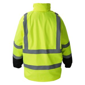Veste de sécurité réfléchissante haute visibilité pour hommes et femmes, imperméable, avec capuche et poches, pour le travail par temps de pluie - Product Image 1