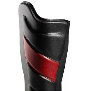Protège-tibias en similicuir noir et rouge avec fermeture auto-agrippante pour arts martiaux, unisexe, adultes, cuir de qualité supérieure - Product Image 6