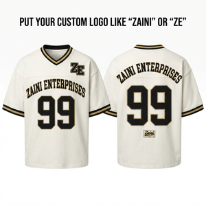 Men American Football Jersey ZAINI Premium Polyester <b>Mesh</b> 220 GSM Cream Black <b>Gold</b> Trim Custom Applique Embroidery Breathable - Product Image 1