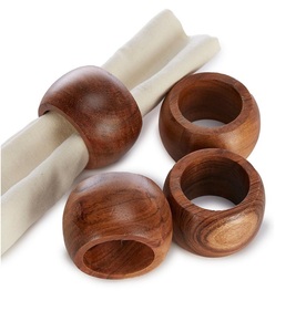 Anneaux de serviette en bois imperméables à finition naturelle, couleurs personnalisées élégantes, écologiques, durables, pour femmes, mariage, luxe, mode, fabriqués en SCI - Product Image 2