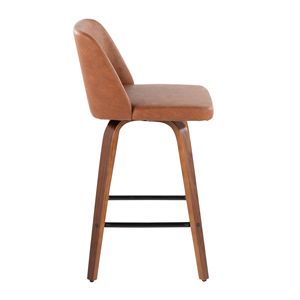 Toriano 26 \ "Set 2 sgabello da banco moderno a altezza fissa moderno Design legno noce cammello finto sala da pranzo mobili - Product Image 3