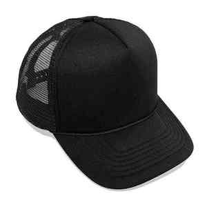 Casquette Trucker Unisexe Noire en Maille, 6 Panneaux, Réglable, Couleur Unie, Style Décontracté, Toutes Saisons, pour Adulte - Product Image 1