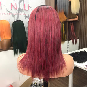 Vietnamese Human Virgin Hair Ombre <b>Burgundy</b> Color SDD Bone Straight Lace Front Wig for <b>Women</b> Wholesale Price Factory Vendor SA - Product Image 1