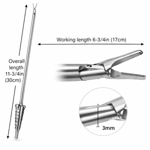Pinzas MIS Premium Rectas de 1 mm con Mordazas Serradas, Eje de 3 mm, Longitud de Trabajo de 17 cm, Longitud Total de 30 cm, Mango Redondo – ZETOMEDPRO - Product Image 2