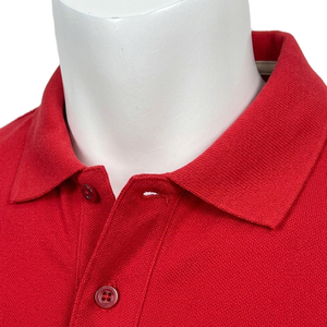 Polo de Manga Corta Rojo para Hombre, con Logotipo Personalizado, Color Sólido, Algodón Piqué, Estilo Casual, Cierre de Botones, Corte Regular - Product Image 5