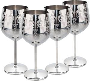 Ensemble de verres à vin modernes en acier inoxydable martelé, gobelets à pied incassables pour le camping - Product Image 4