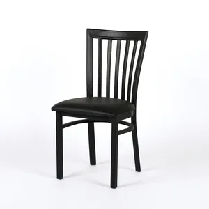 Fauteuil de salon moderne en cuir PU noir avec dossier à lattes et pieds en métal, design contemporain durable pour l'ameublement de la maison - Product Image 1