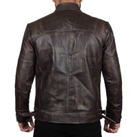 Blouson de moto en coton enduit pour homme, col montant, marron délavé, coupe droite, vêtement d'extérieur décontracté d'hiver, respirant, grandes tailles, fermeture frontale