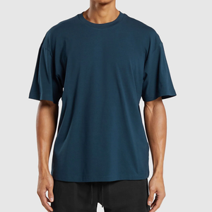 <b>Men's</b> <b>Navy</b> <b>Blue</b> Oversized Short Sleeve <b>T</b>-<b>Shirt</b> O-Neck Solid Color Casual Jersey Cotton Fit Wholesale Custom Workout <b>T</b> <b>Shirts</b> - Product Image 6