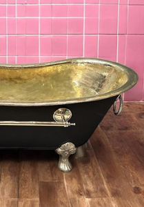 Bañera de Hidromasaje de Lujo Hecha a Mano con Patas de Latón, Exterior Negro, Independiente, para Villas de Lujo, Hoteles y Resorts - Product Image 5
