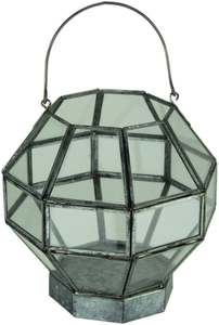 Lanterne et porte-bougie décorative en verre et acier inoxydable, couleur or, faite à la main et personnalisable - Product Image 4