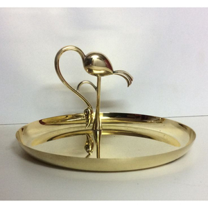 Latest Pattern Arrival High Grade Gold Plated Prime Quality Metal Made Round Shape Food Items Serving <b>Tray</b> Bowls From India - Product Image 1