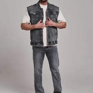 <b>Mens</b> Classic <b>Denim</b> <b>Vest</b> Sleeveless Jacket Casual Vintage Button Up Waistcoat <b>For</b> Daily Streetwear Motorbike Riding <b>Denim</b> <b>Vests</b> - Product Image 3