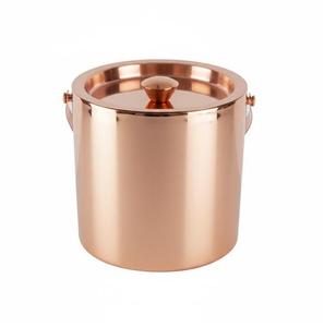 Round Copper Ice Bucket With <b>Lid</b> And Handles Durable Metal Party Cooler Glam Design ice Bucket - Product Image 1