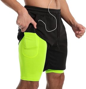 Custom Logo Men's Double <b>Layer</b> Blank Sports Athletic Workout Running Gym Shorts With Liner Breathable 2 In 1 Activewear Shorts - Product Image 1
