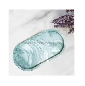 Plato ovalado mediano de baratija de diseño moderno, bandeja de servicio de resina epoxi de lujo para entretenimiento y regalo, plato redondo de resina para eventos - Product Image 3