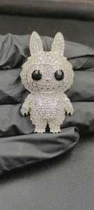 Colgante de Muñeco Labubu Adorable, Joyería HipHop, Colgante de Plata 925 con Incrustaciones de Moissanita VVS, Estilo Rapper, con Diseño de Personaje de Dibujos Animados - Product Image 4