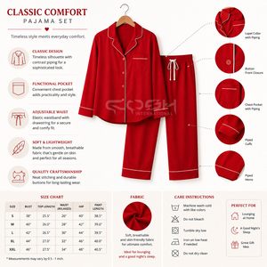 Ensemble de pyjama en coton rouge pour femmes avec logo personnalisé de la sororité Delta Sigma de Cosh International, manches longues, boutons sur le devant, couleur unie, vêtements de nuit - Product Image 6