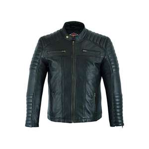 Veste en cuir artisanale coupe classique, résistante à l'air et à l'eau, veste de motard noire, veste de sport en cuir pour homme, idéale pour les cadeaux - Product Image 1