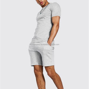 Chándales de algodón de alta calidad para gimnasio y verano informales, conjunto de pantalones cortos de dos piezas con logotipo personalizado liso en blanco para hombre - Product Image 3